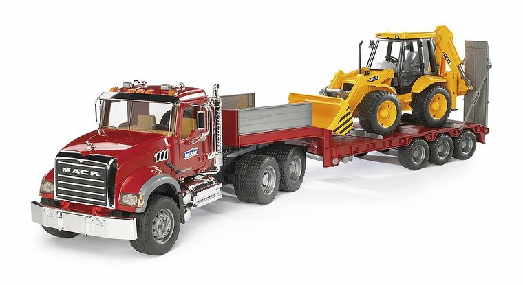 Bruder Mack Granite Met Dieplader En Jcb 4Cx Baggerlader 1:16