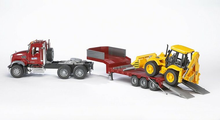 Bruder Mack Granite Met Dieplader En Jcb 4Cx Baggerlader 1:16
