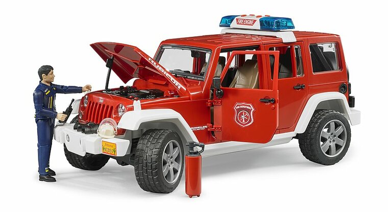 Bruder Jeep Wrangler Brandweer + Speelfiguur