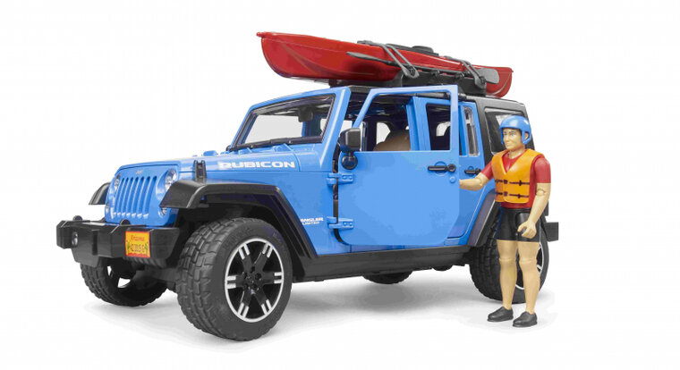 Bruder Jeep Wrangler Rubicon mit Kajak, Figur und Paddel - 32,9 cm