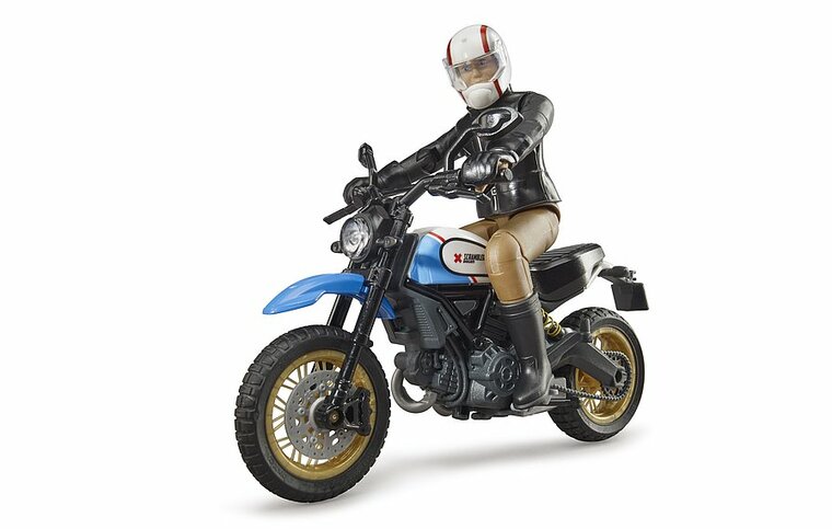 Bruder 63051 Ducati Scrambler Desert Sled Motorrad mit Fahrer 1:16