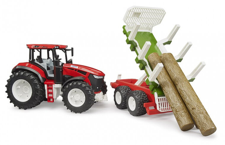 Bruder ROADMAX Traktor mit Holzanh&auml;nger und 3 Baumst&auml;mmen ab 2 Jahre
