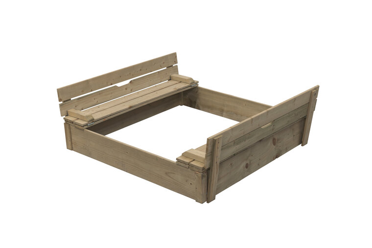 Zandbak Robert 120x120 cm - Ge&iuml;mpregneerd Hout - Met Zitrand