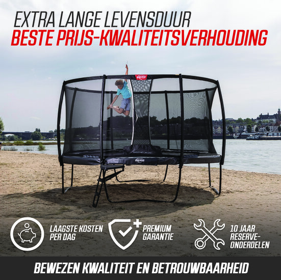 BERG Grand Champion InGround 470 Grijs + Safety Net Deluxe