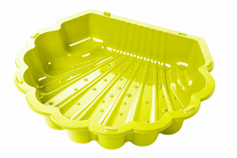Schelp zandbak geel met deksel - SwingKing waterdicht zandspel