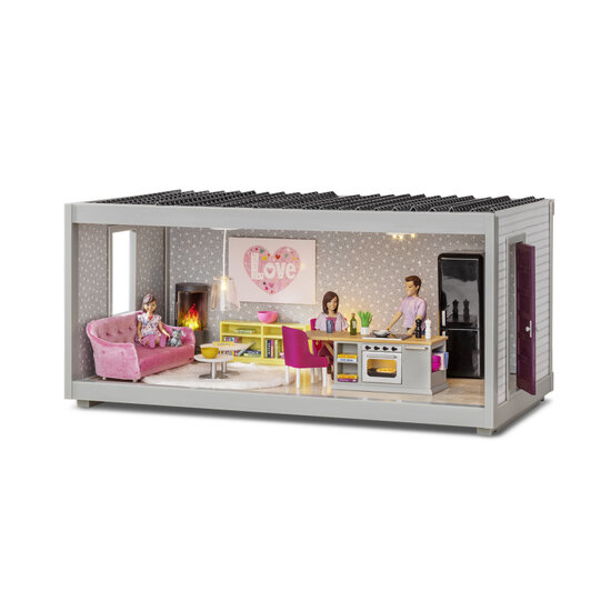 Lundby uitbreidingsmodule 44cm met verwisselbare wanden (grijs)