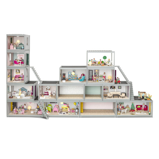 Lundby uitbreidingsmodule 44cm met verwisselbare wanden (grijs)