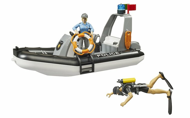 Bruder RAM 2500 Polizei-Truck mit Boot, Anh&auml;nger &amp; 2 Figuren 1:16