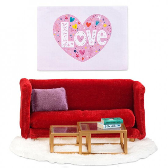 Lundby Smaland poppenhuis zitkamer meubels rood (schaal 1:18)