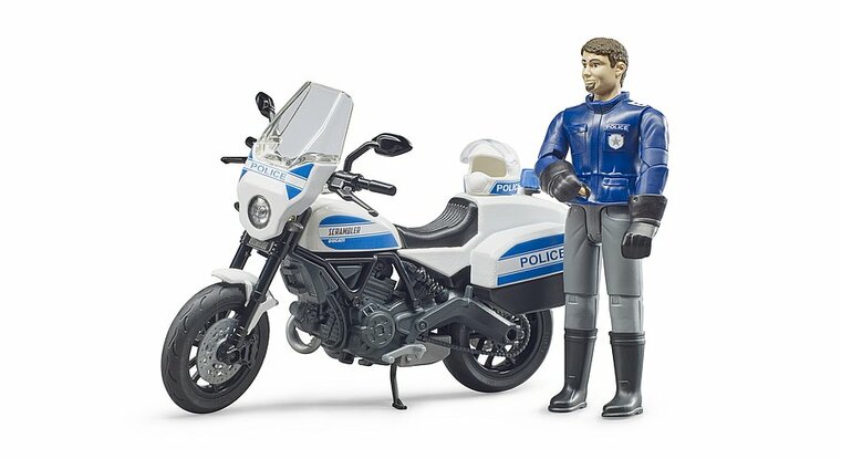 Bruder bWorld Polizeimotorrad Ducati Scrambler mit Figur 1:16