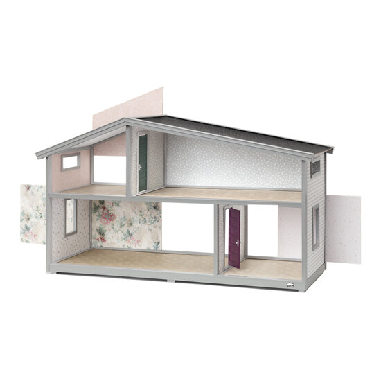 Lundby Life poppenhuis 70x39cm leeg grijs met verwisselbaar behang
