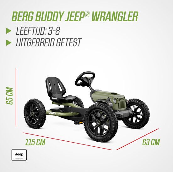 Skelter met BFR-systeem Berg Buddy Jeep Wrangler groen 3-8 jaar