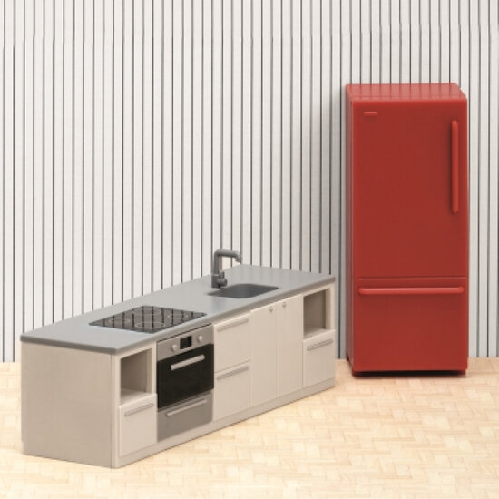 Lundby poppenhuis keukenset bruin/grijs schaal 1:18 (3+)
