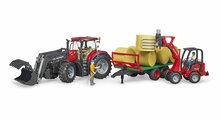 Bruder Case IH Optum 300CVX mit Frontlader und Ballentransportanh&auml;nger