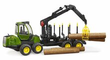 Bruder John Deere 1210E R&uuml;ckezug mit 4 Baumst&auml;mmen und Holzgreifer