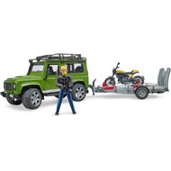 Bruder Land Rover Defender mit Anh&auml;nger, Scrambler Ducati Full Throttle und Fahrer