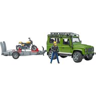 Bruder Land Rover Defender mit Anh&auml;nger, Scrambler Ducati Full Throttle und Fahrer