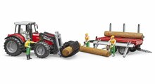 Massey Ferguson 7480 mit Frontlader, Holztransportanh&auml;nger und 3 Baumst&auml;mmen