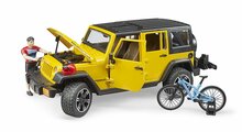 Bruder Jeep Wrangler Rubicon Unlimited mit Mountainbike und Radfahrer