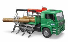 Bruder MAN Holztransport-LKW mit Ladekran und 3 Baumst&auml;mmen