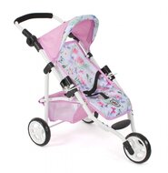 Puppenbuggy Jogging Lola (Blumen wei&szlig;/rosa)