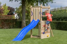 Holzspielplatz Mari Klein mit blauer Rutsche