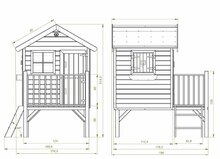 Holzspielhaus Funny L - Prestige Garten mit Rutsche