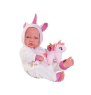 Puppe Antonio Juan mit Einhorn-Kost&uuml;m 42cm