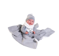 Puppe Antonio Juan Reborn Pipoo mit grauer Decke 40cm