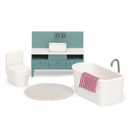 Lundby Puppenhaus Basic Badezimmer Set Wei&szlig;