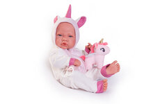 Puppe Antonio Juan mit Einhorn-Kost&uuml;m 42cm