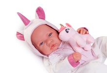 Puppe Antonio Juan mit Einhorn-Kost&uuml;m 42cm