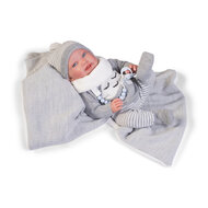 Puppe Antonio Juan Reborn Pipoo mit grauer Decke 40cm