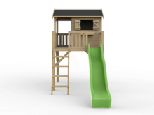Holzspielhaus Funny XXL mit apfelgrüner Rutsche - Prestige Garten