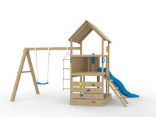 Hölzerner Spielplatz Jungle Tower + Blaue Rutsche