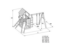 Hölzerner Spielplatz Jungle Tower + rote Rutsche