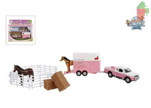 Kids Globe Auto Pb Mitsubishi mit Pferdeanhänger und Zubehör Rosa: 27 cm