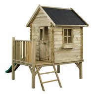 Houten Speelhuisje Camilla - Met Groene Glijbaan - Platform