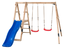 Houten Speeltoestel Ava met blauwe glijbaan