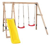 Houten Speeltoestel Ava - Met Gele Glijbaan - Schommels