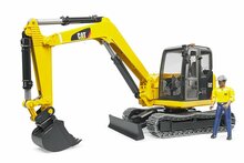 Cat Minibagger mit Bauarbeiter-Figur, 360&deg; drehbar, Bruder 40cm
