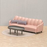 Lundby poppenhuis woonkamerset roze met bank en salontafel 1:18