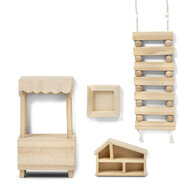 Onbehandeld houten poppenhuismeubels DIY set - Lundby schaal 1:18