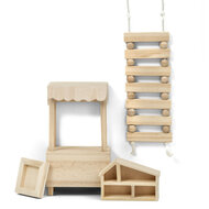 Onbehandeld houten poppenhuismeubels DIY set - Lundby schaal 1:18