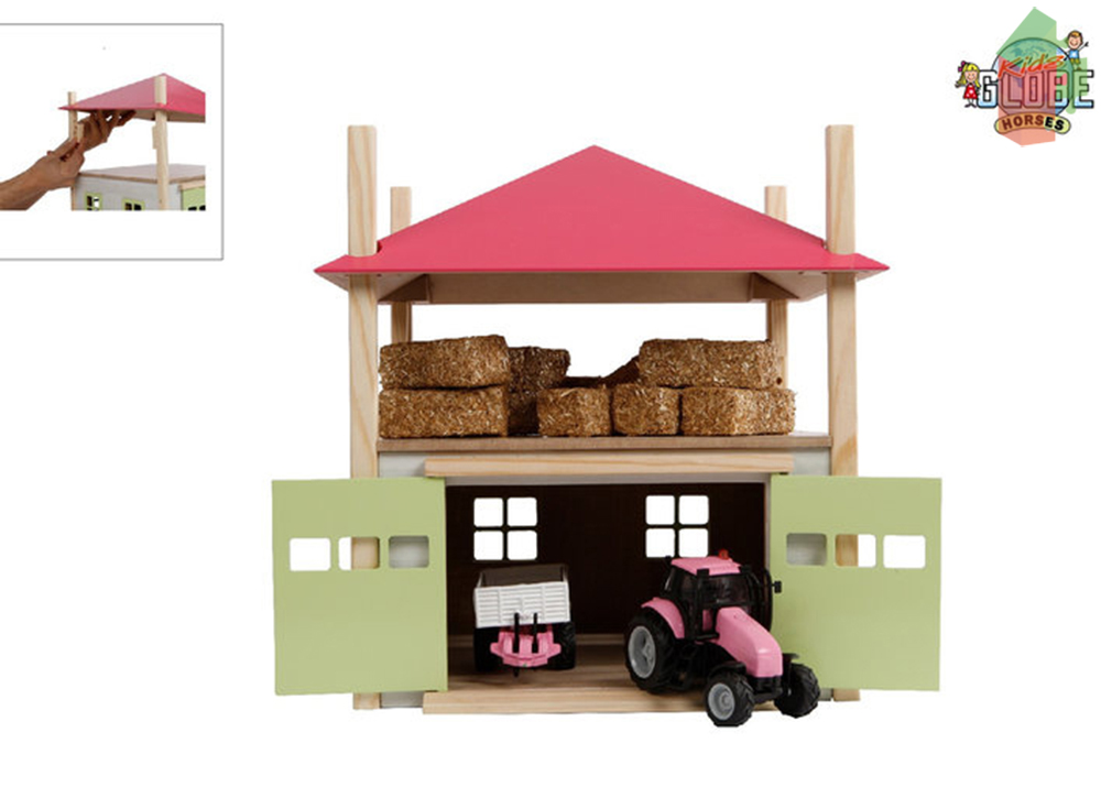 Kids Globe  Heuhaufen aus Holz mit Aufbewahrung 1:32 32X35X45 Rosa