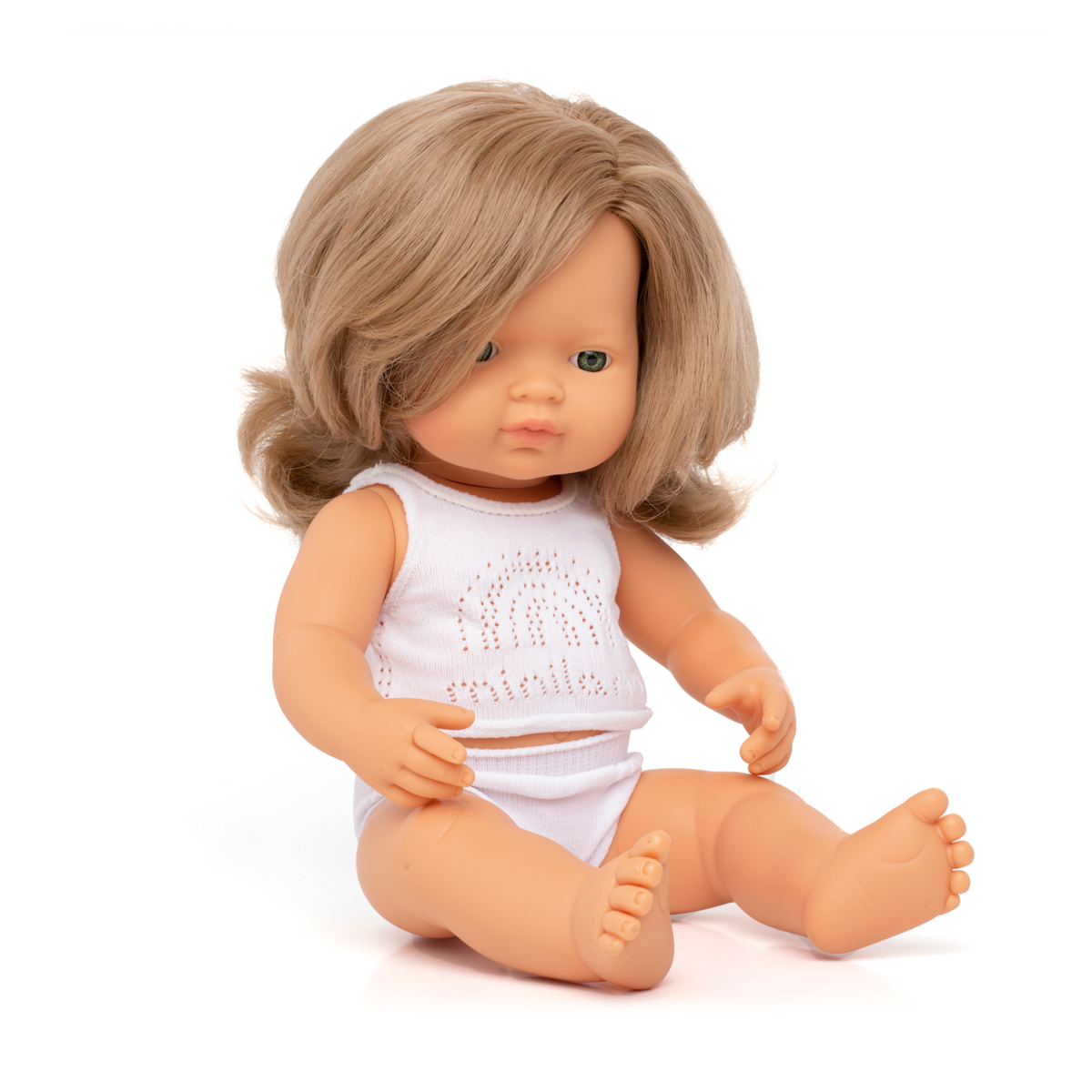 Miniland Puppe dunkelblondes Mädchen mit Unterwäsche 38cm