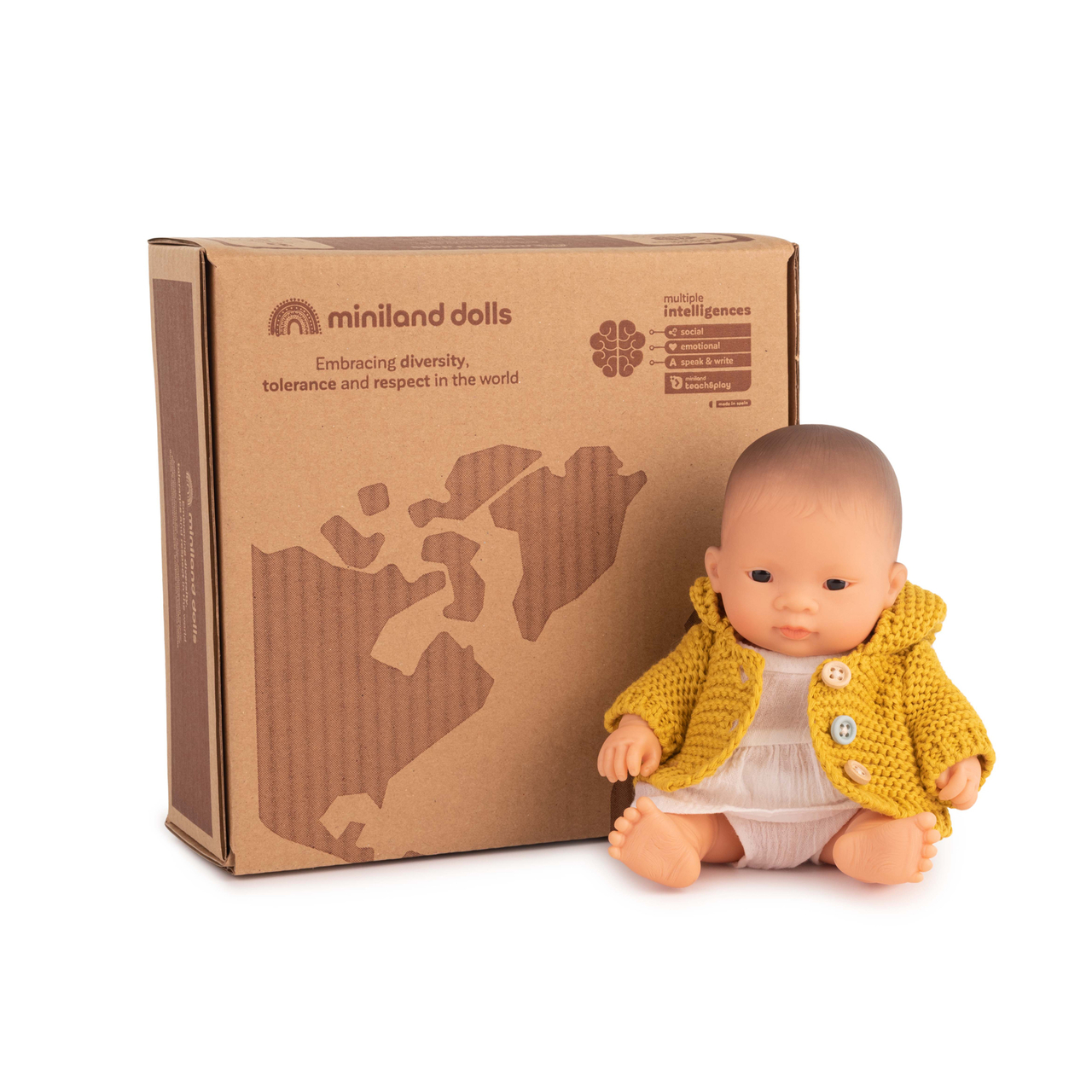 Miniland Babypuppe asiatisches Mädchen gekleidet 21cm