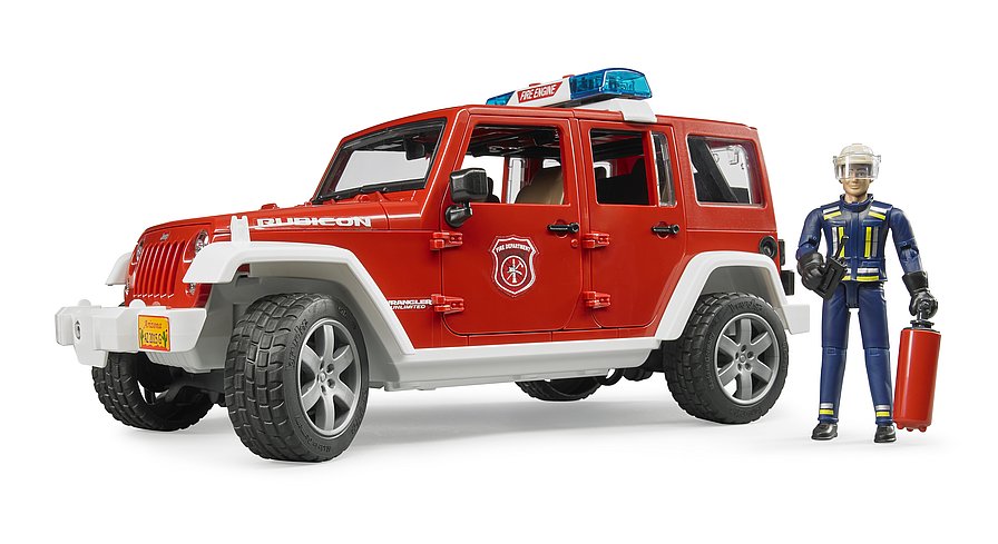 Bruder Jeep Wrangler Unlimited Rubicon Feuerwehrfahrzeug mit Feuerwehrmann