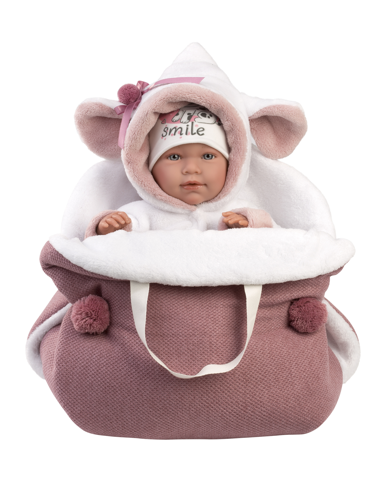 Llorens Babypuppe LALA mit rosa Tragetasche - 42 cm