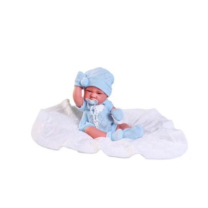 Puppe Antonio Juan Boy mit gestrickter Decke 42cm